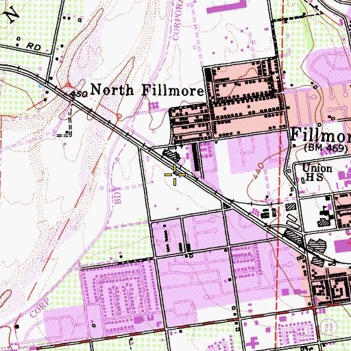 Topographic Map of Ventura County Fire Protection District Station 27 Fillmore, CA