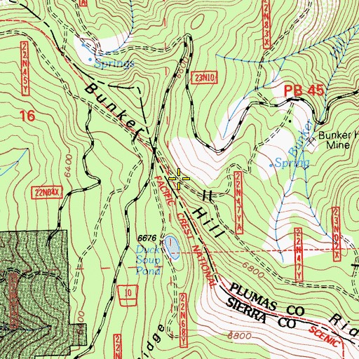 Topographic Map of Bunker Hill Ridge, CA