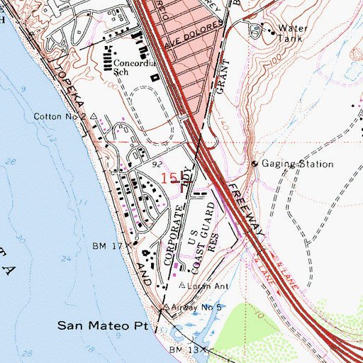 Topographic Map of Camp Pendleton Fire Department Station 28, CA