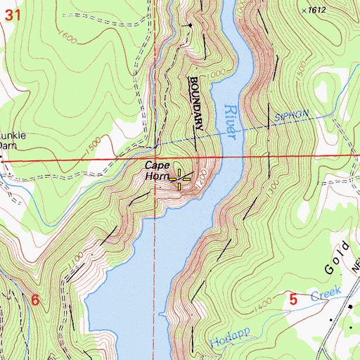 Topographic Map of Cape Horn, CA