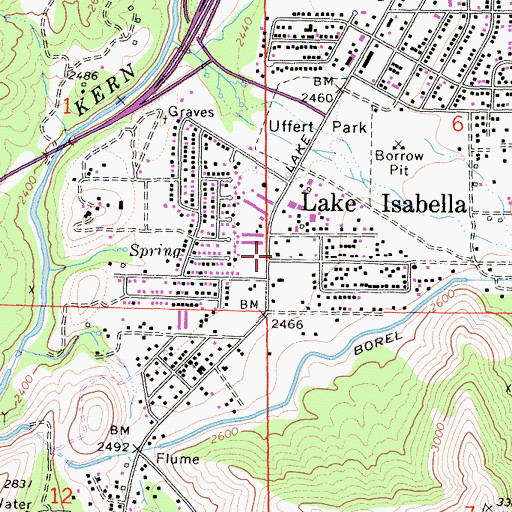 Topographic Map of Kern County Fire Department Station 72 - Lake Isabella, CA