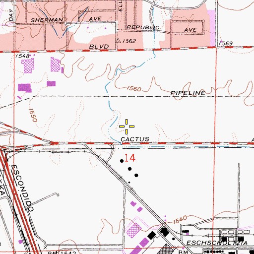Topographic Map of American Medical Response Cactus, CA