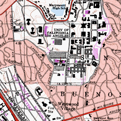 Topographic Map of University of California - Los Angeles Emergency Medical Services, CA