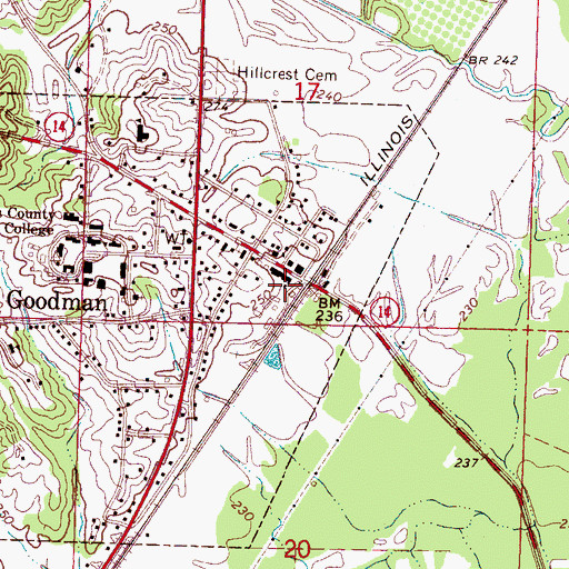 Topographic Map of Goodman Volunteer Fire Department, MS