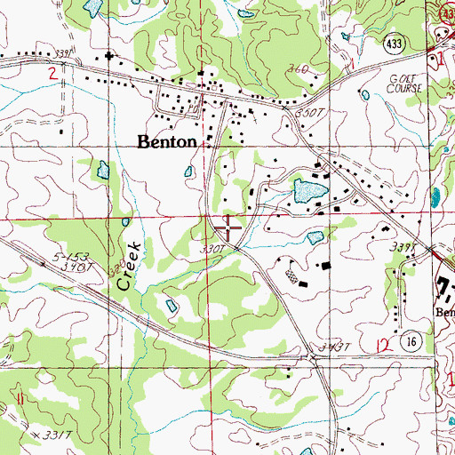 Topographic Map of Benton Volunteer Fire Department, MS