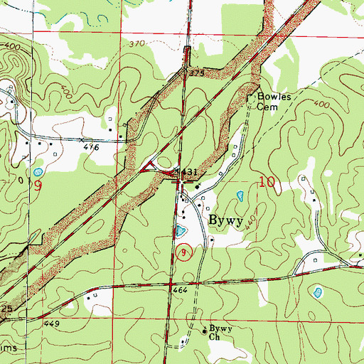 Topographic Map of Bywy Volunteer Fire Department, MS