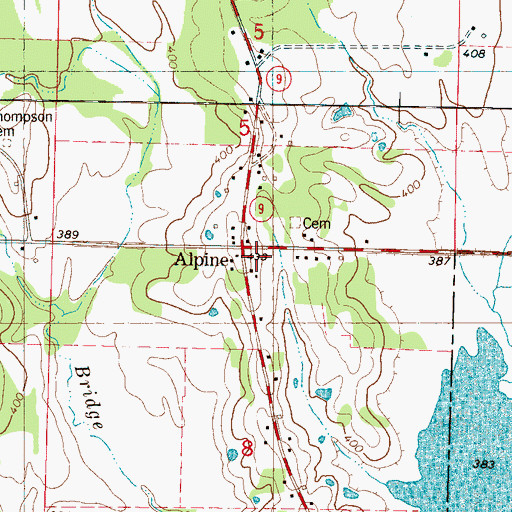 Topographic Map of Alpine Volunteer Fire Department, MS