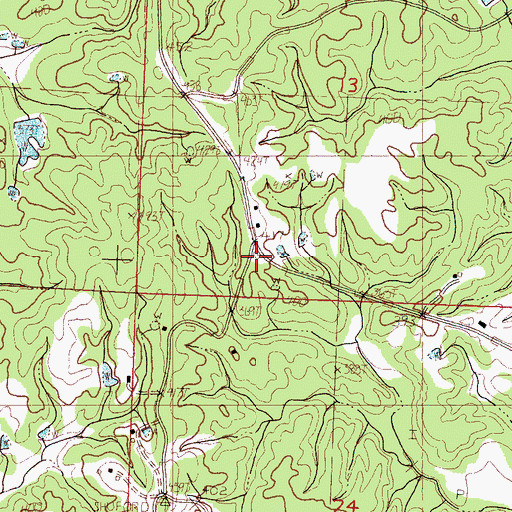 Topographic Map of Bynum Fire Department District 9 Station 1, MS