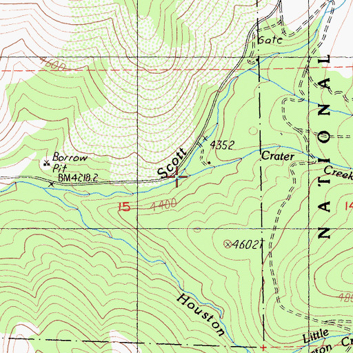 Topographic Map of Crater Creek, CA