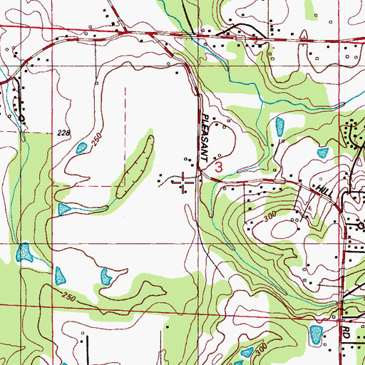 Topographic Map of Lowndes County District 3 Volunteer Fire and Rescue Department Rural Hill Station, MS