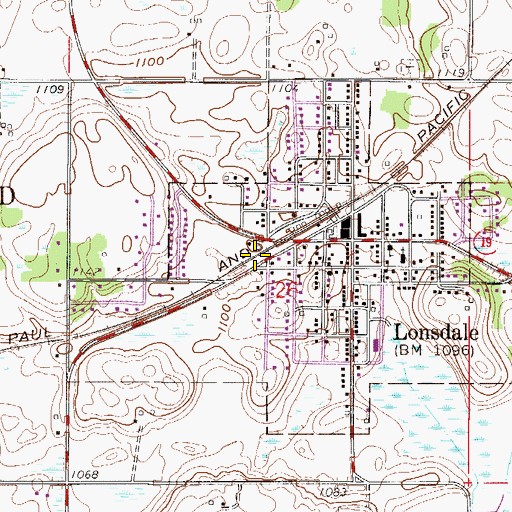 Topographic Map of Lonsdale Fire Department, MN