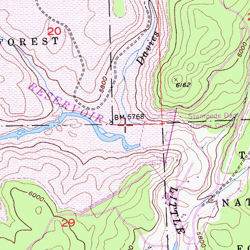 Topographic Map of Davies Creek, CA