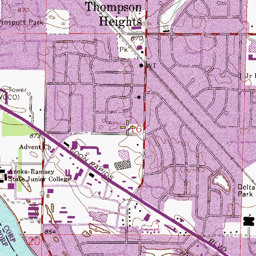 Topographic Map of Coon Rapids Fire Department Station 3, MN