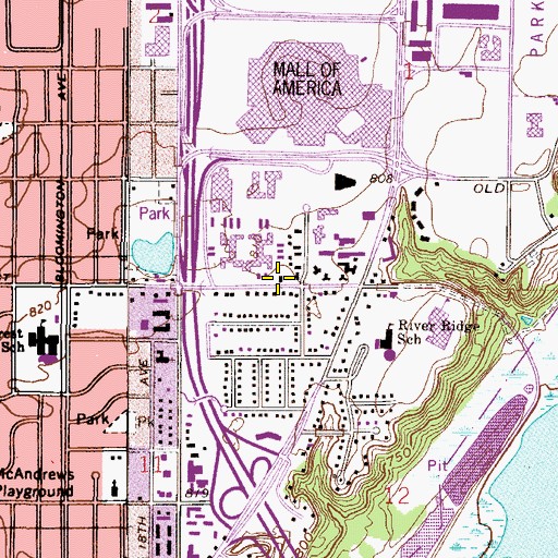 Topographic Map of Bloomington Fire Department Station 3, MN