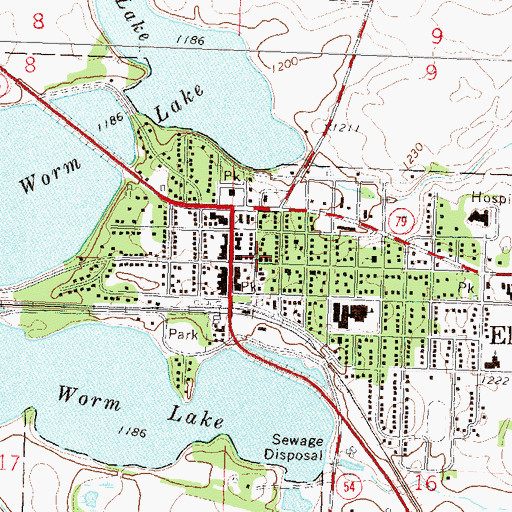 Topographic Map of Elbow Lake Fire Department, MN