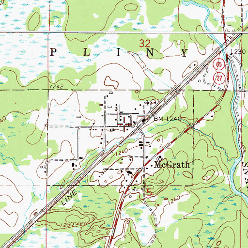 Topographic Map of McGrath Fire Department, MN