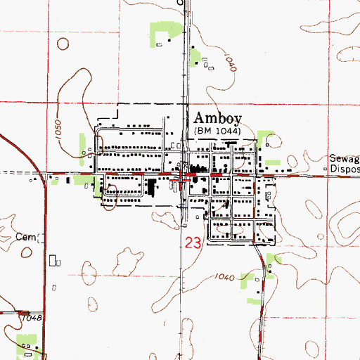 Topographic Map of Amboy Volunteer Fire Department, MN