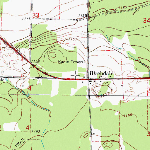 Topographic Map of Birchdale Rural Fire Department, MN