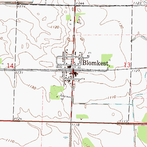 Topographic Map of Blomkest Fire Department, MN