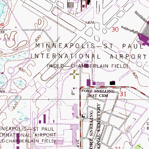 Topographic Map of Minneapolis - Saint Paul International Airport Fire Department Station 1, MN