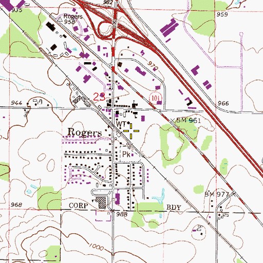 Topographic Map of Rogers Fire Department Station 1, MN