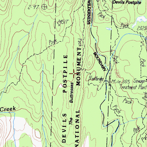 Topographic Map of Devils Postpile National Monument, CA