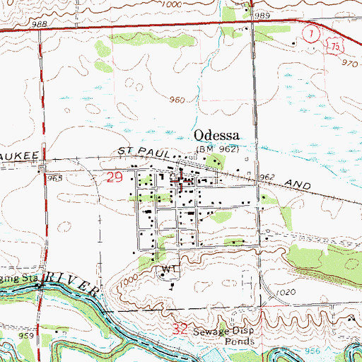 Topographic Map of Odessa Fire Department, MN