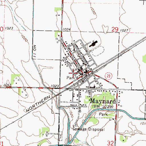 Topographic Map of Maynard Fire Department, MN