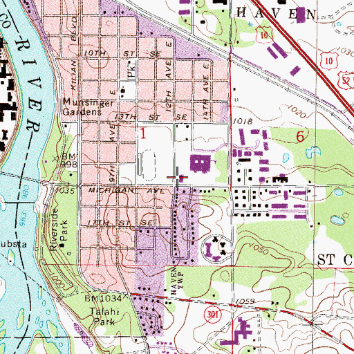 Topographic Map of Saint Cloud Fire Department Station 3, MN