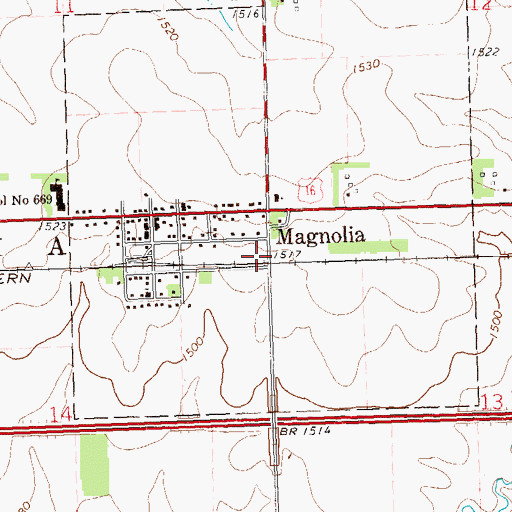 Topographic Map of Magnolia Volunteer Fire Department, MN