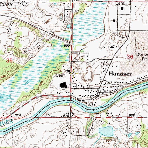 Topographic Map of Hanover Fire Department, MN