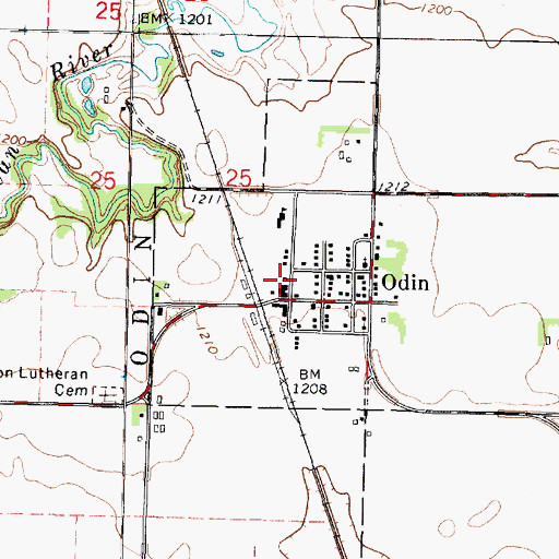 Topographic Map of Odin Fire Department, MN