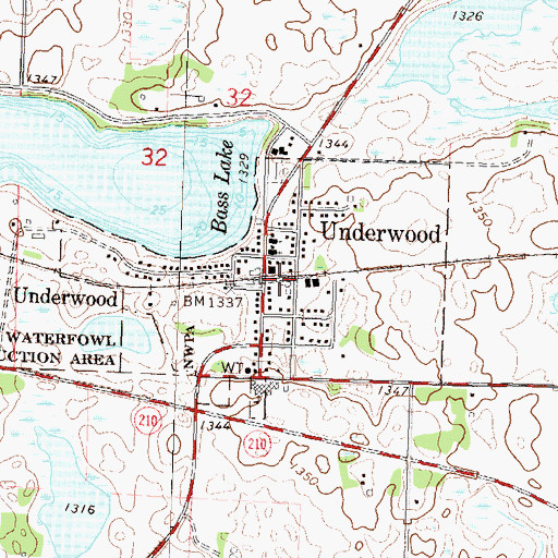 Topographic Map of Underwood Fire Department, MN