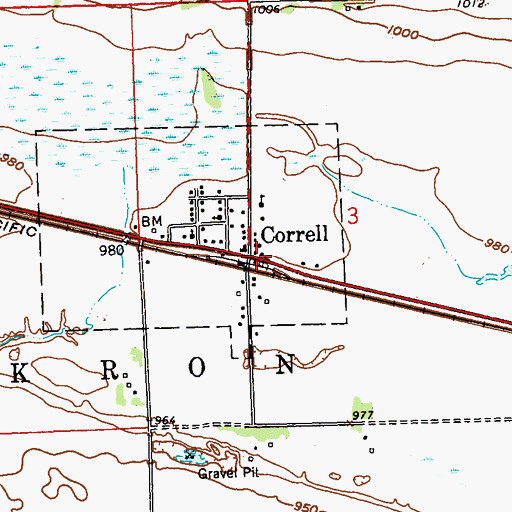 Topographic Map of Correll Volunteer Fire Department, MN