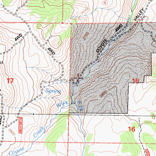 Topographic Map of East Fork Coyote Creek, CA