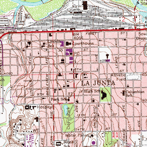 Topographic Map of La Junta Fire Department, CO