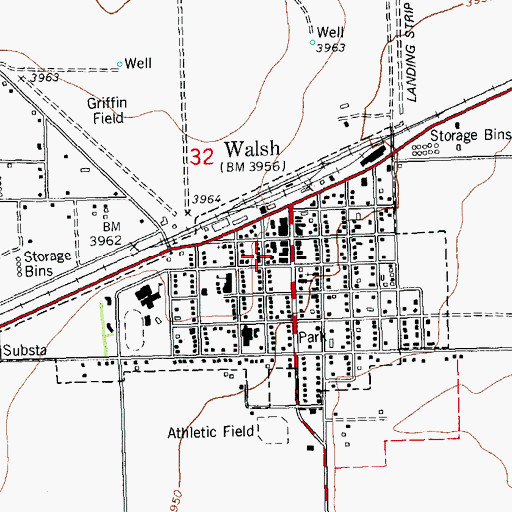 Topographic Map of Walsh Fire Department, CO