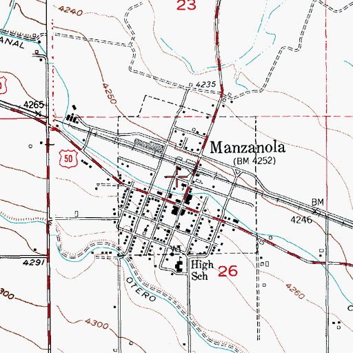 Topographic Map of Manzanola Rural Fire Department, CO