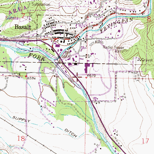 Topographic Map of Basalt Fire and Rural Fire Protection District Station 41 Downtown Basalt, CO