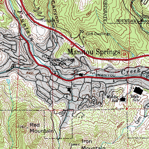 Topographic Map of Manitou Springs Fire Department, CO