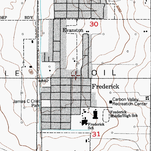 Topographic Map of Frederick - Firestone Fire Protection District Station 1, CO