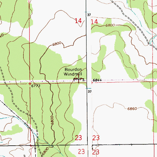 Topographic Map of Bourdon Windmill, AZ
