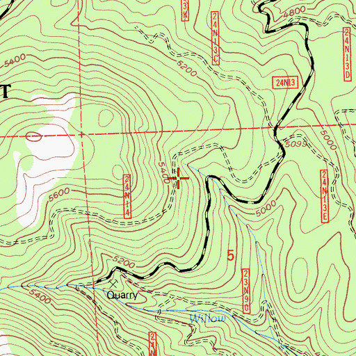 Topographic Map of Feather River Experimental Forest, CA
