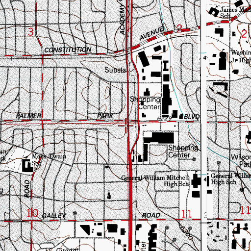 Topographic Map of Colorado Springs Fire Department Station 7, CO