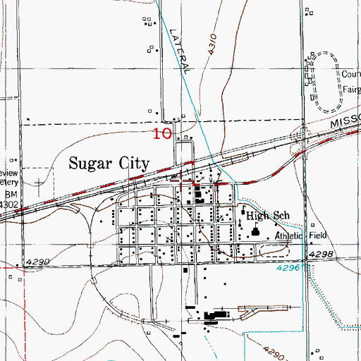 Topographic Map of Sugar City Volunteer Fire Department, CO