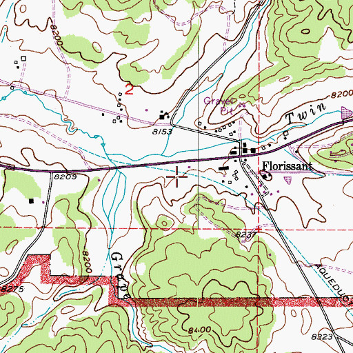 Topographic Map of Florissant Fire and Rescue Station 1, CO