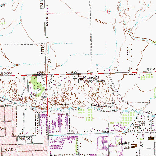 Topographic Map of Grand Junction Fire Department Station 2, CO