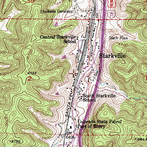 Topographic Map of Fishers Peak Fire Protection District Station 1, CO