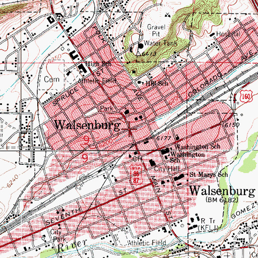 Topographic Map of Huerfano County Fire Protection District / Walsenburg Fire Department, CO
