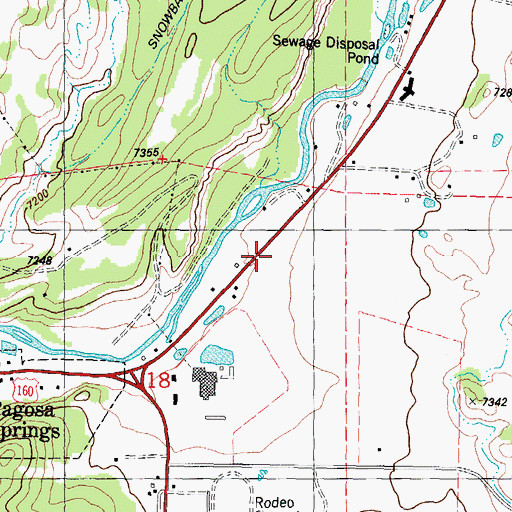 Topographic Map of Pagosa Fire Protection District Station 4 Highway 160 East, CO